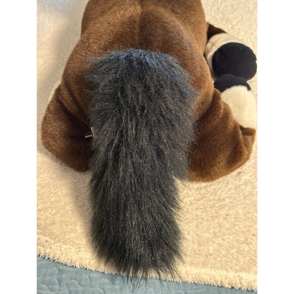 24k Polar Puff Huggapuffs Large 23” Brown Plush Horse Red Bridle Kid BedSitter - Picture 5 of 11